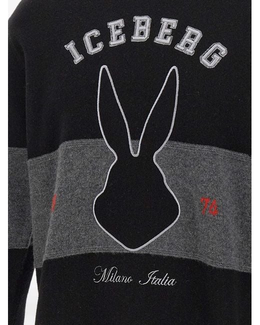 Iceberg Black Bugs Bunny Striped Sweater for men