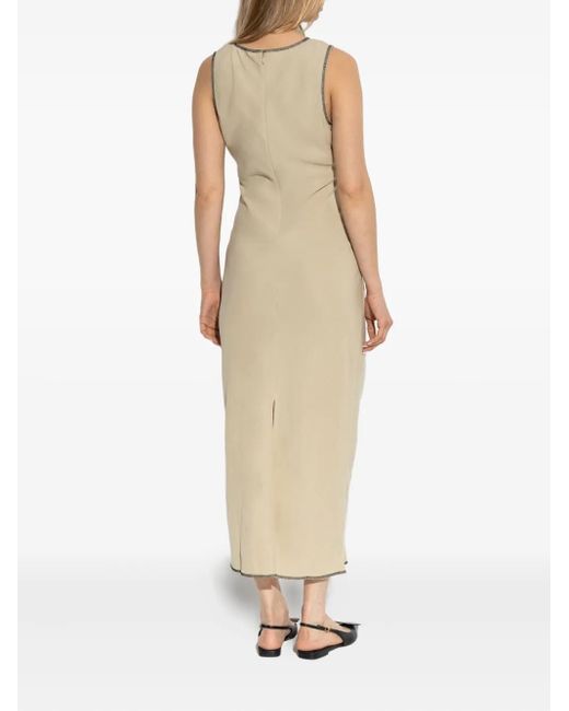 Samsøe & Samsøe Contrast-stitching Maxi Dress Natural