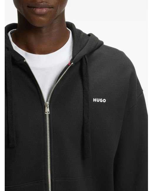 HUGO Black Zip-Up Hooded Jacket for men