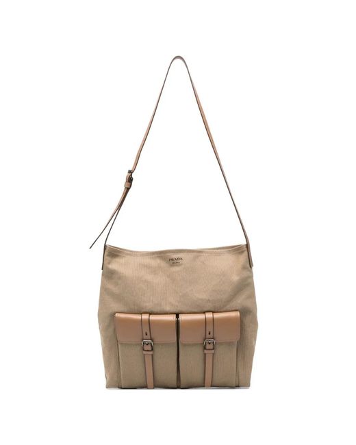 Prada White Flap-Pockets Shoulder Bag for men