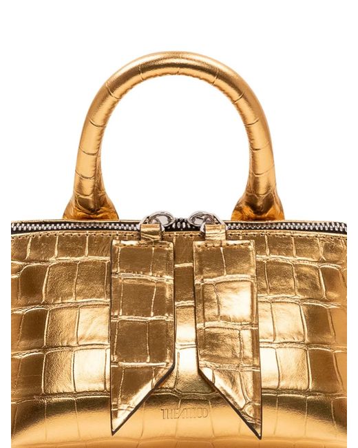 The Attico Metallic Mini Friday Crocodile-Effect Tote Bag