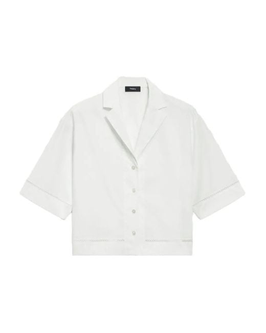 Theory Popeline Blouse in het White