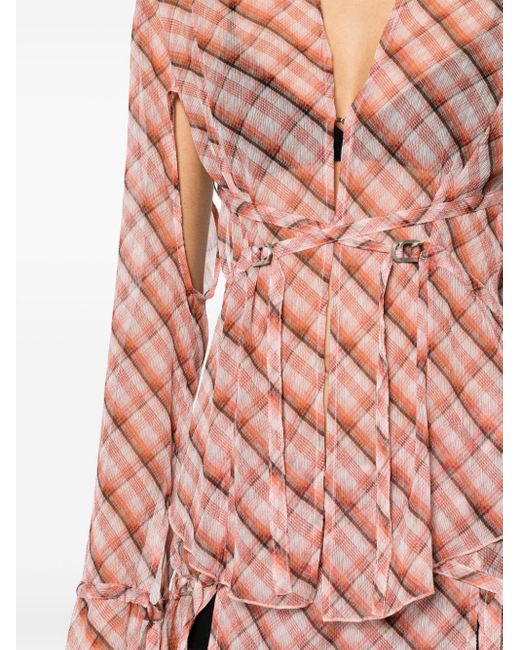 KNWLS Pink Thrall Strappy Checked Shirt