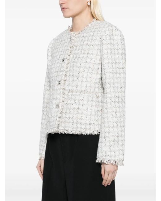 B+ AB White Raw-Finish Tweed Jacket