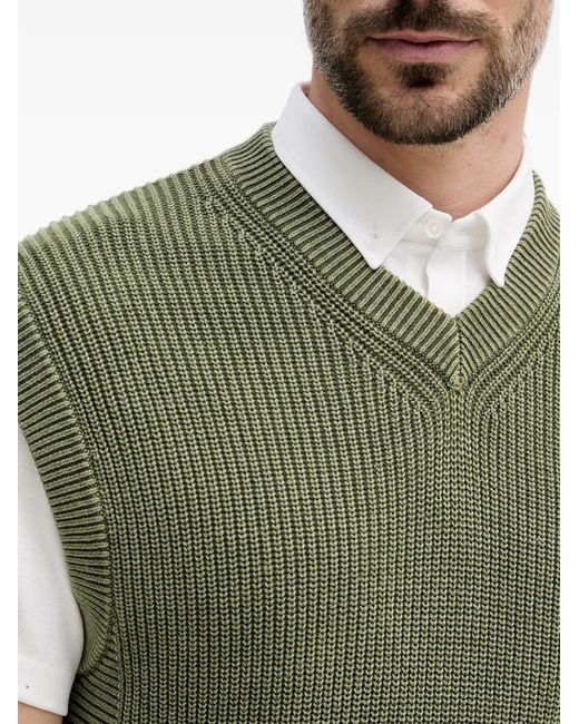 Benetton Green Pull En Maille À Col V for men