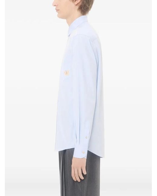 Valentino Garavani Blue Butterfly-Patch Oxford Shirt for men