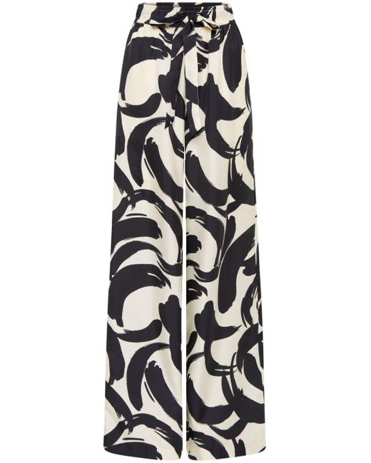 Rebecca Vallance White Pompidou Wide-leg Silk Trousers