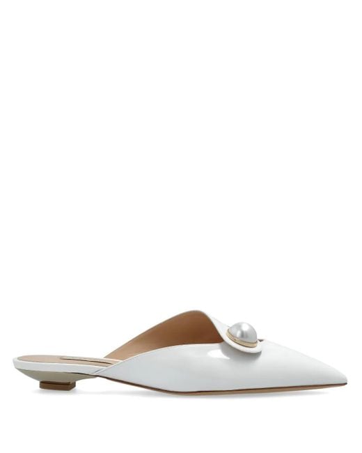Casadei White Blade Mules