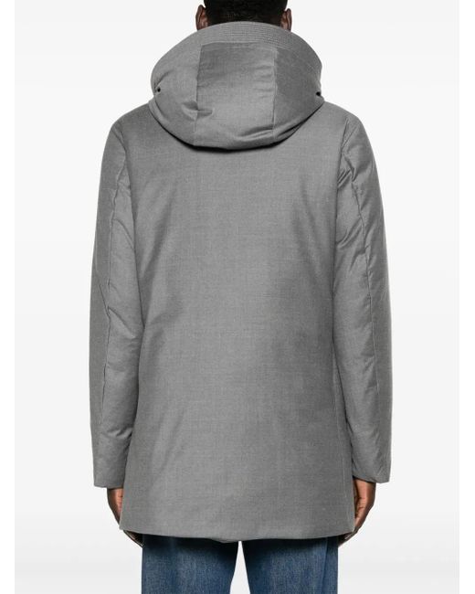 Woolrich Gray Hooded High-Neck Parka for men