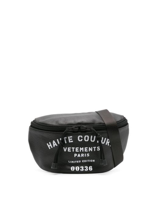Vetements Black Logo-print Leather Belt Bag