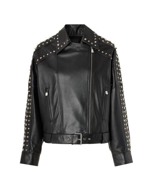 Pinko Black Stud-Embellished Belted Jacket