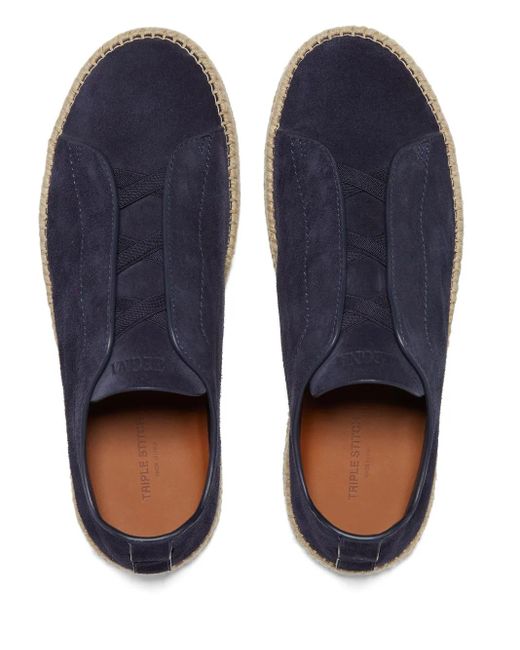Zegna Blue Triple Stitch Espadrilles for men