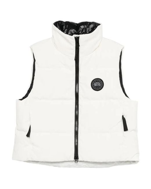 Canada Goose White Grandview Cropped Padded Gilet