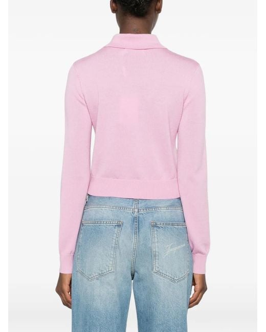Self-Portrait Pink Floral-Embroidered Cardigan