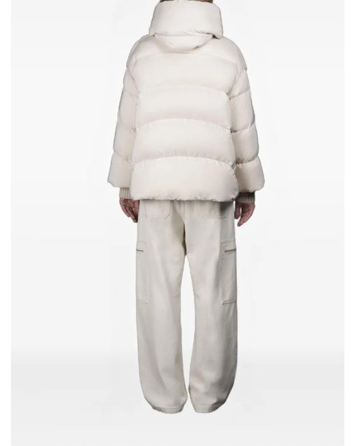Moorer White Shearling-Panel Padded Jacket