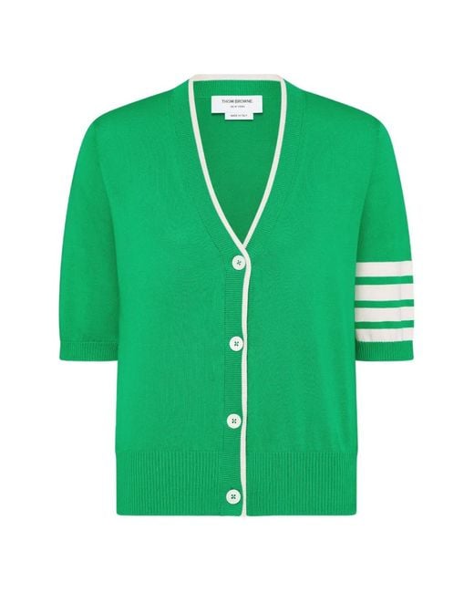 Thom Browne Green 4-Bar Short-Sleeve Cardigan
