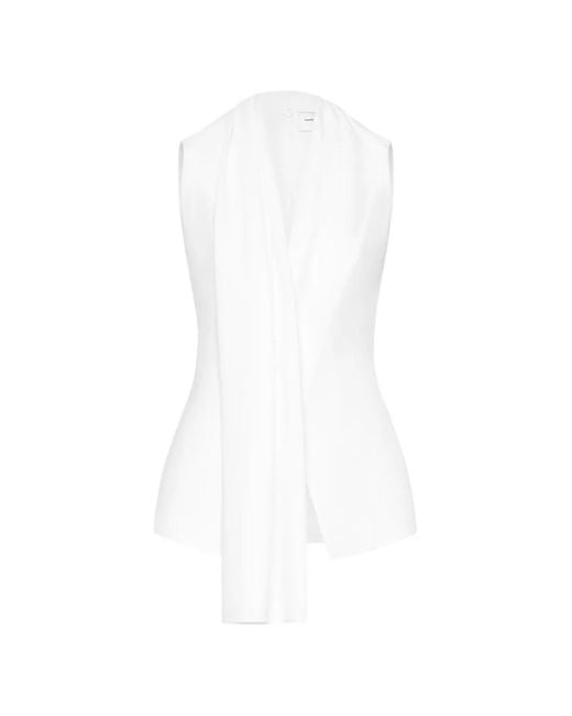 Chats by C.Dam White Draped Collarless Vest