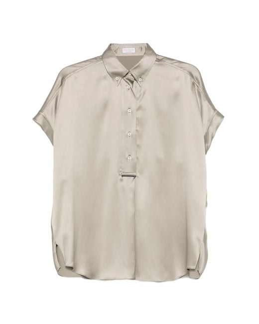 Brunello Cucinelli Natural Button Blouse