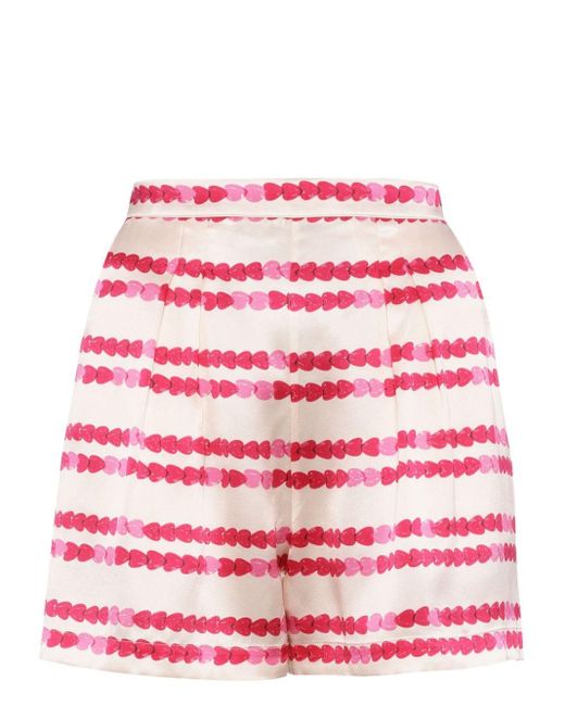 Eres Pink Adorée Heart-print Silk Shorts