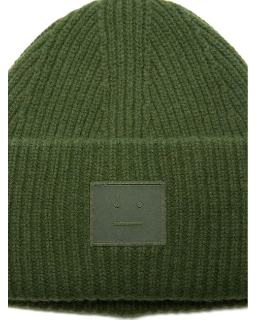 Acne Green Ribbed Patch Hat