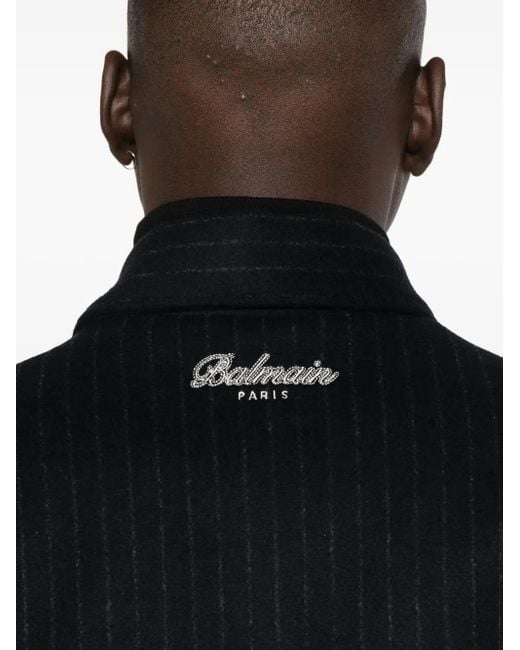 メンズ Balmain ストライプ ボンバージャケット Black