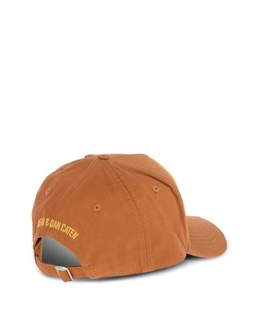 DSquared² Brown Casquette Brodée À Effet Usé for men