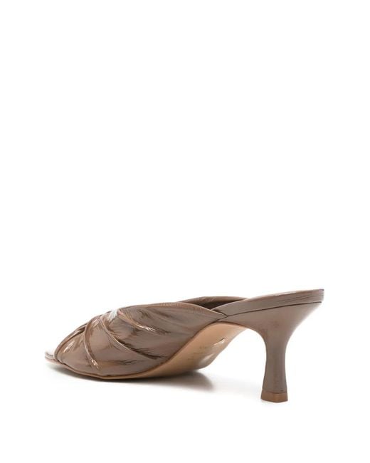 Carrano Brown Ruched Crossover-Strap Sandals