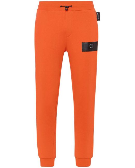 Philipp Plein Orange Logo-appliqué Drawstring-waist Track Pants for men