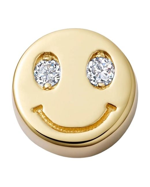 Loquet London Metallic 18K Happy Face Diamond Charm