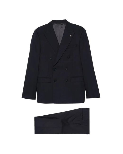 Manuel Ritz Blue Double-Breasted Suits for men