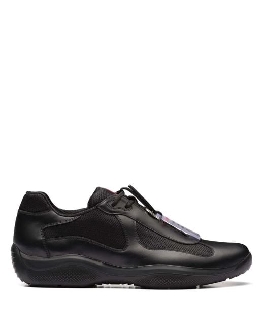 Prada Black America's Cup Leather Sneakers for men