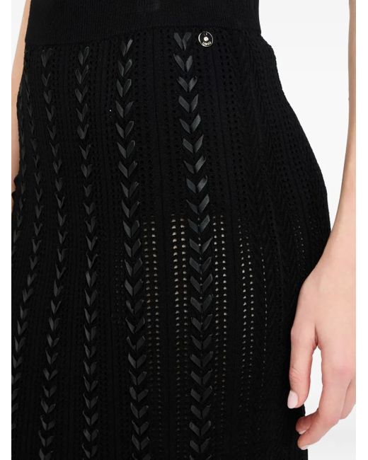 Jupe Mi-Longue En Maille Ajourée Liu Jo en coloris Black
