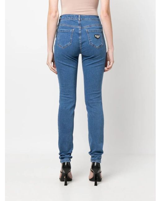 Philipp Plein Blue High-Waist Skinny-Cut Jeans