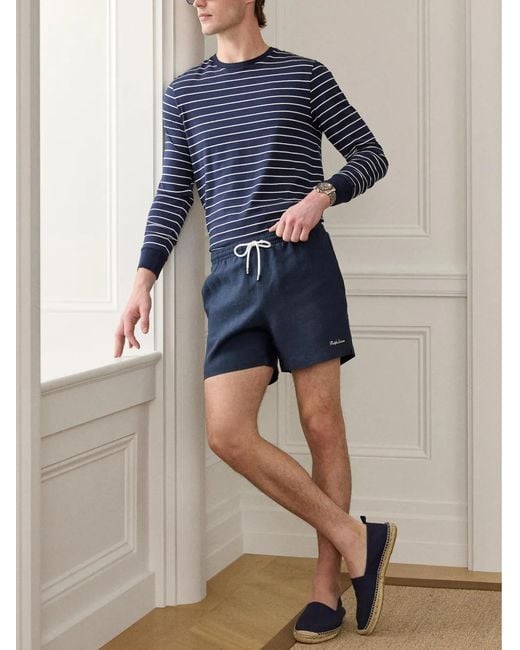 Ralph Lauren Blue Amalfi Linen Swim Shorts for men