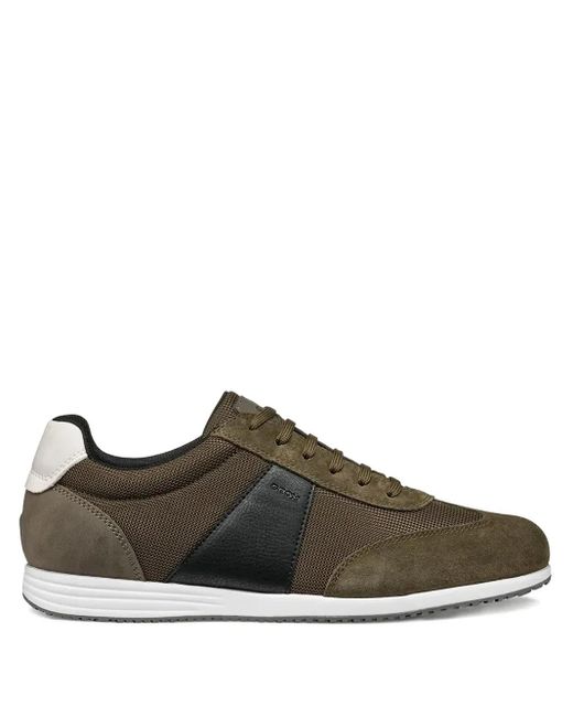 Geox Brown Arthiene Mesh-Panel Suede Sneakers for men