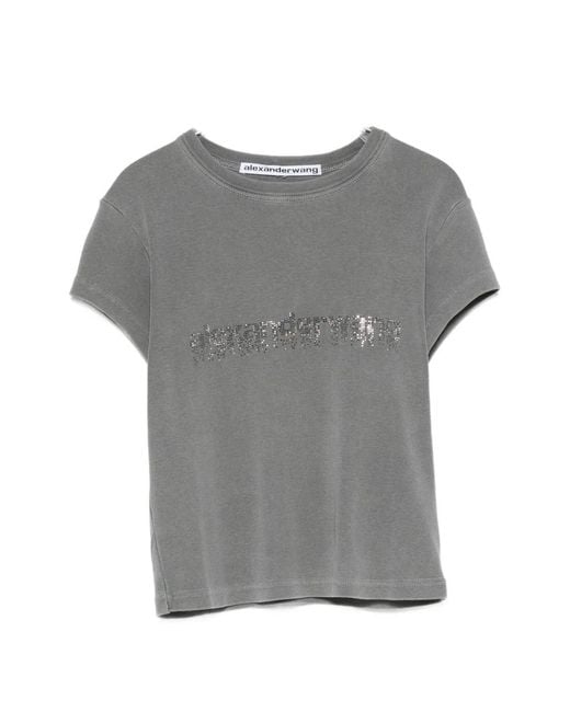 Alexander Wang Blue Baby Tee With Hotfix Graphic