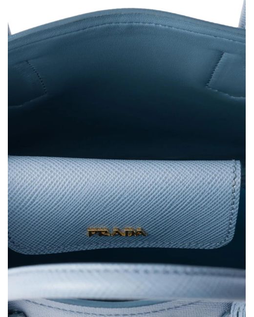 Prada Blue Small Double Saffiano Tote Bag