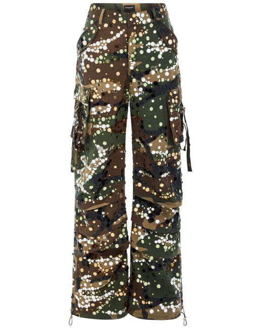 retroféte Green Alexia Camouflage-print Trousers