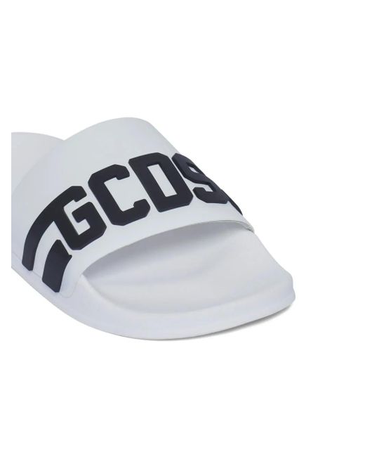 Gcds White Logo-Embossed Pool Slides for men