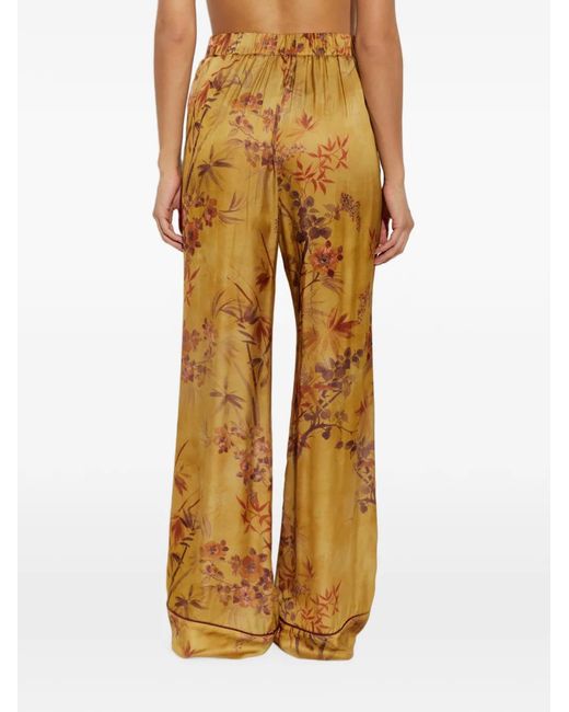 Forte_forte Metallic Botanical-Motif Wide-Leg Trousers