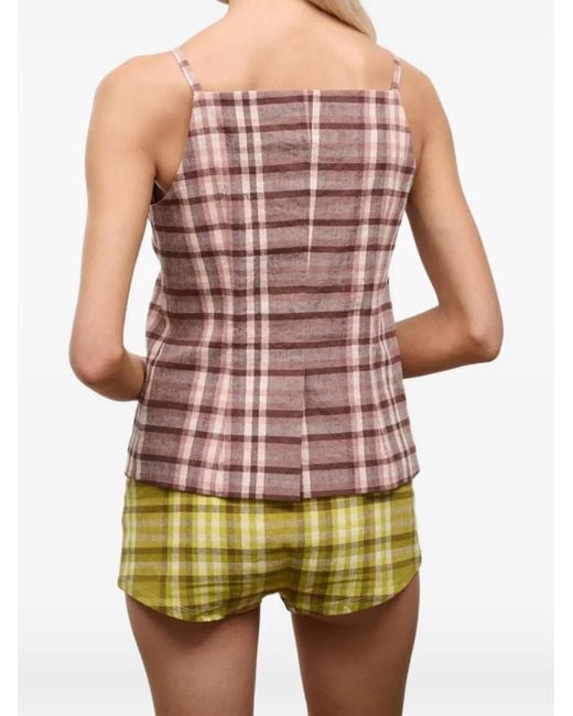 Staud Red Una Plaid Top