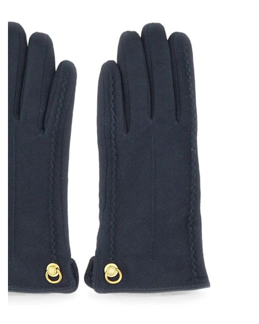 Gianni Chiarini Blue Logo-Rivet Suede Gloves