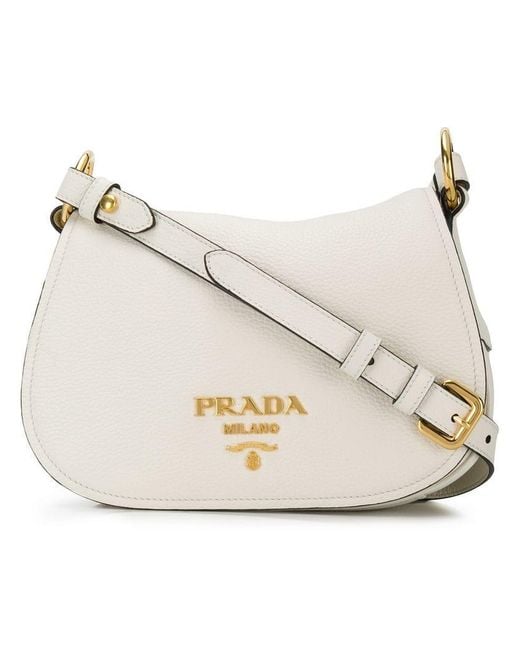 Prada Leather Saddle Bag in White | Lyst Australia