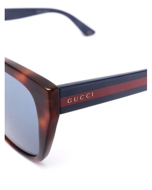 Gucci Blue Tortoiseshell-Effect D-Frame Sunglasses for men