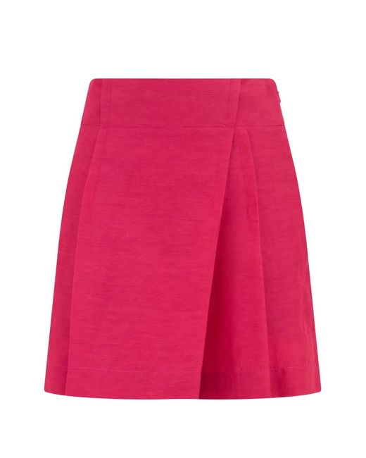 Alberta Ferretti Pink Wrap-Design Pleated Skorts