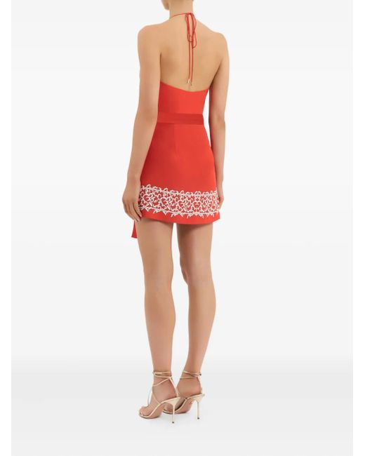 Rebecca Vallance Sundia Halterneck Embroidered Mini Dress