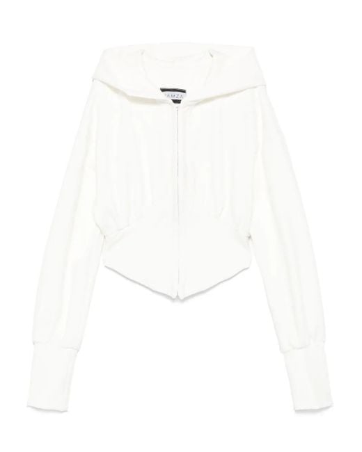 Hamza White Zip-Front Hoodie