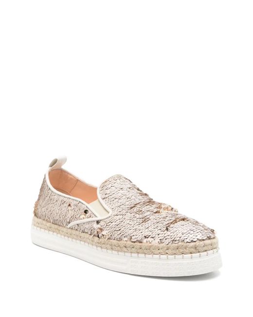 Agl Attilio Giusti Leombruni Natural Sequined Sneakers