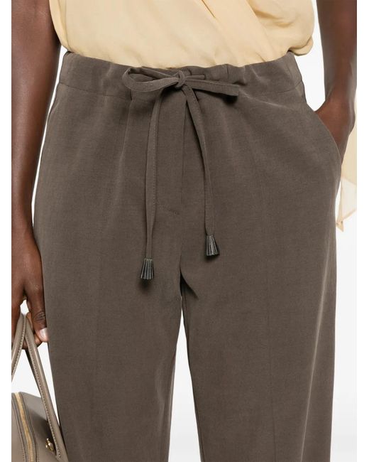 Giorgio Armani Gray Pantalon Droit À Lien De Resserrage