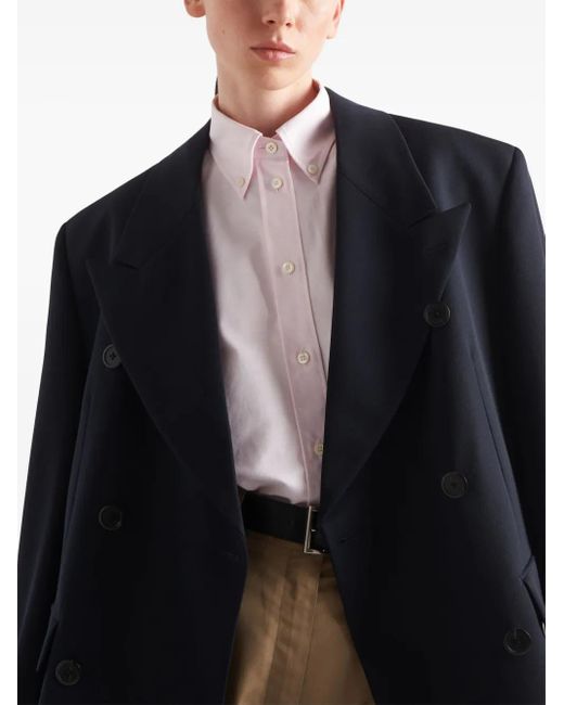Prada Pink Logo-Embroidered Cotton Shirt
